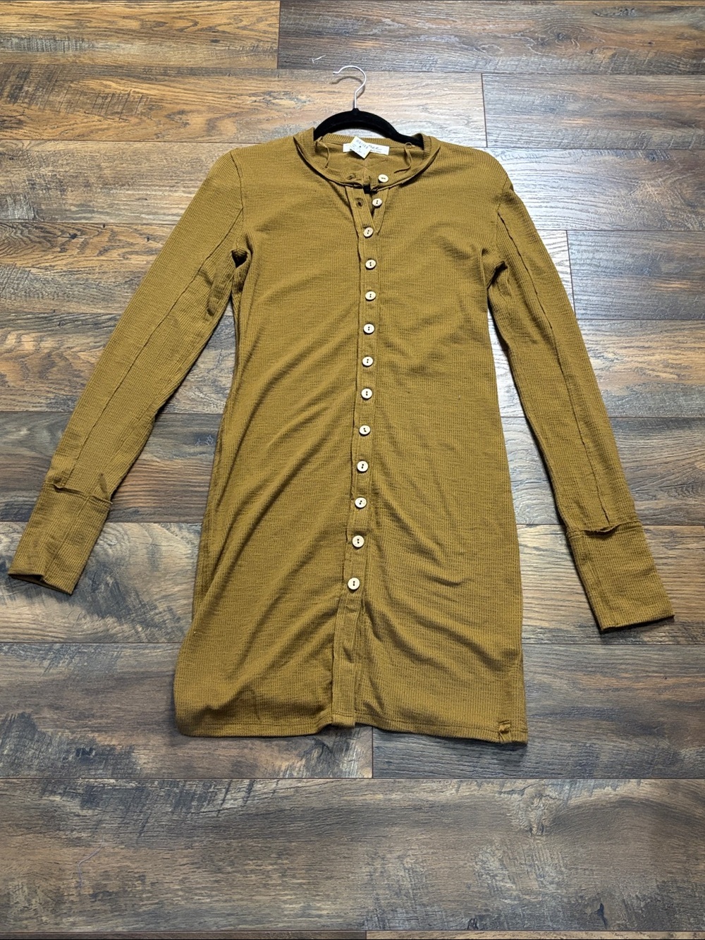 We The Free Long-Sleeve Mini Dress in Mustard